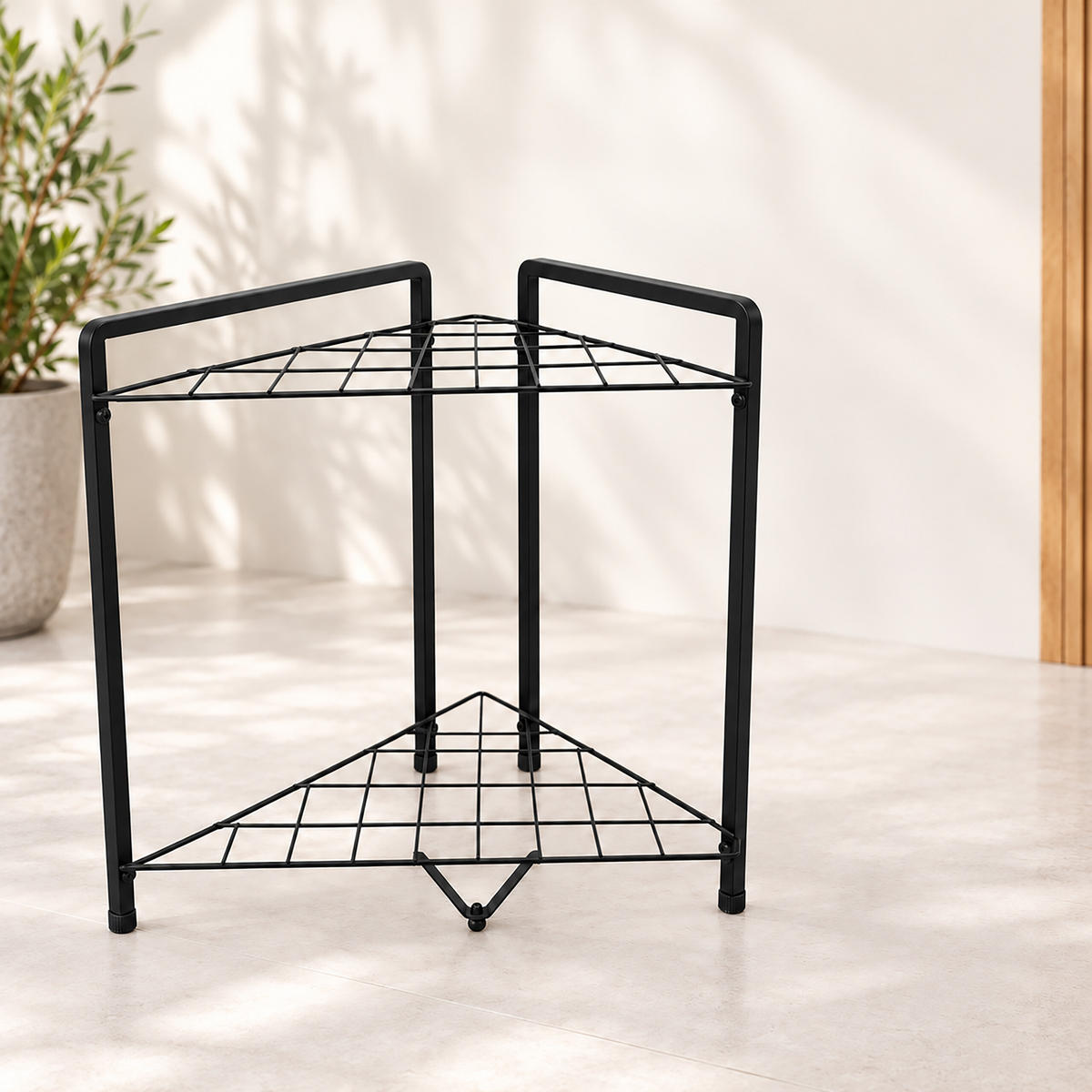GARTENGERÄTESTÄNDER Mehrfarbig Stahl 2 Ebenen - Schwarz, Metall (65/59.5/47cm) - Relaxdays