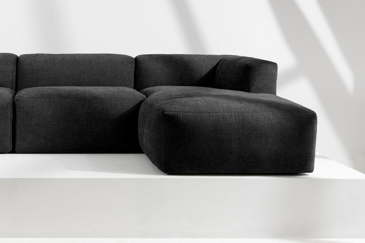 ECKMODULSOFA-RECHTS BUFFO mit extrem weicher und bequemer Sitzfläche, Gewebestoff, graphit - Graphitfarben, Textil (297/180cm) - KONSIMO®