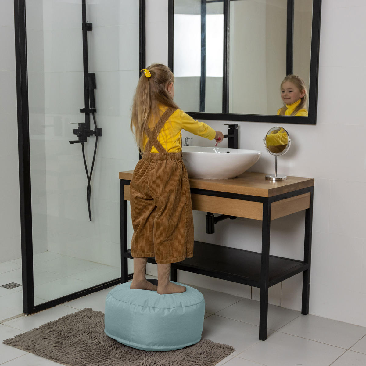 POUF M eisgrau - Blaugrau/Grau, Textil (500/200/500cm) - Bruni