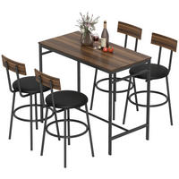 BARTISCH-SET DE-39299 110/55 cm Tisch mit 4 Hockern Braun/Schwarz - Braun, Holzwerkstoff (110/90/55cm) - ComfortXL