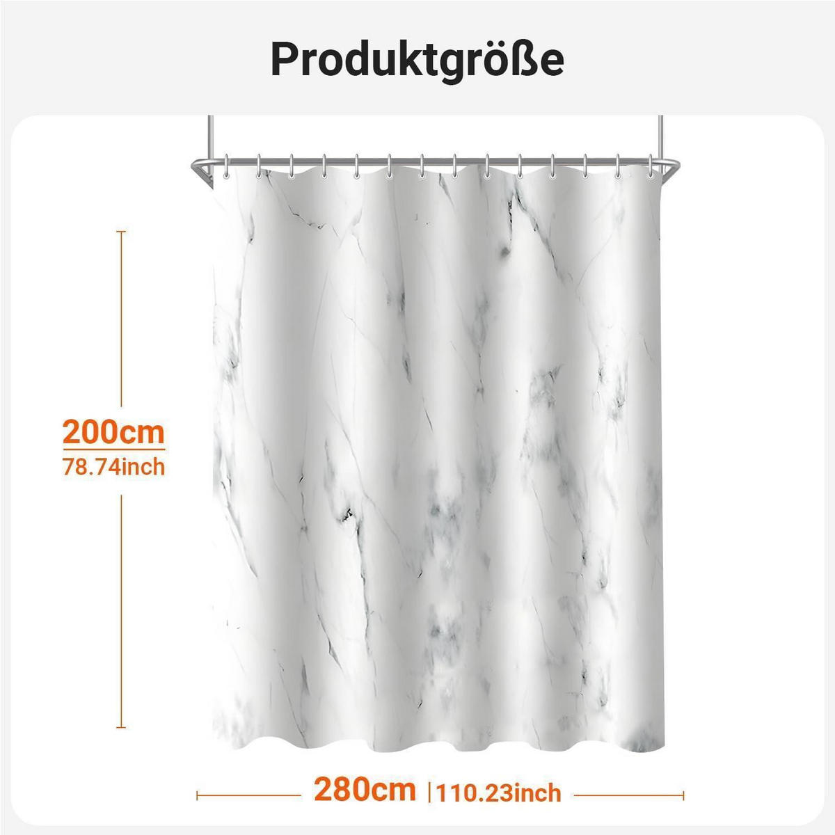 DUSCHVORHANG Marmor 280 x 200 cm - Multicolor, Textil (280/200cm)