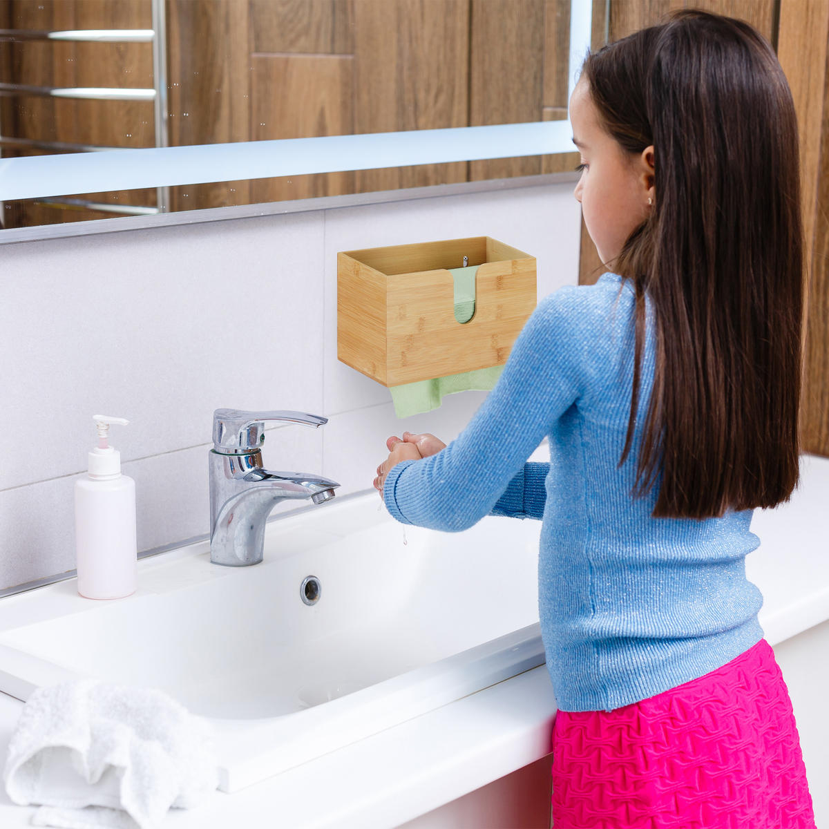 ZÁSOBNÍK na papier - svetlohnedá, drevo (27/16/13cm) - Relaxdays