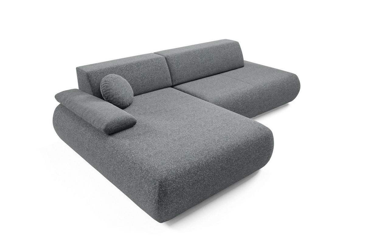 ECKSOFA DELTA L-S Grau Geflochtener Stoff mit Schlaffunktion - Grau, Holz (286/173.5cm) - MASSENO