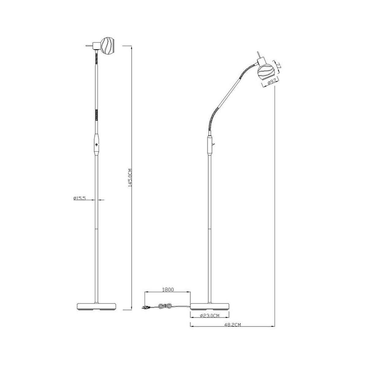 LED STEHLEUCHTE ELLIOTT Silber Metall Glas - Silberfarben, Glas (49/49/145cm) - Globo Lighting