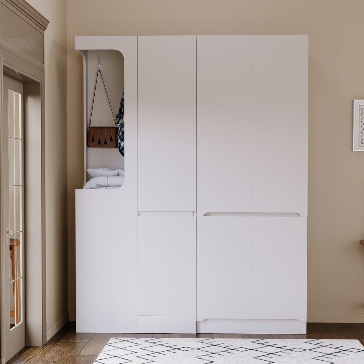 KLEIDERSCHRANK 140x40x170cm Schubladen Stauraum Weiß Links - Weiß, Holz (140/170/40cm) - FLIEKS
