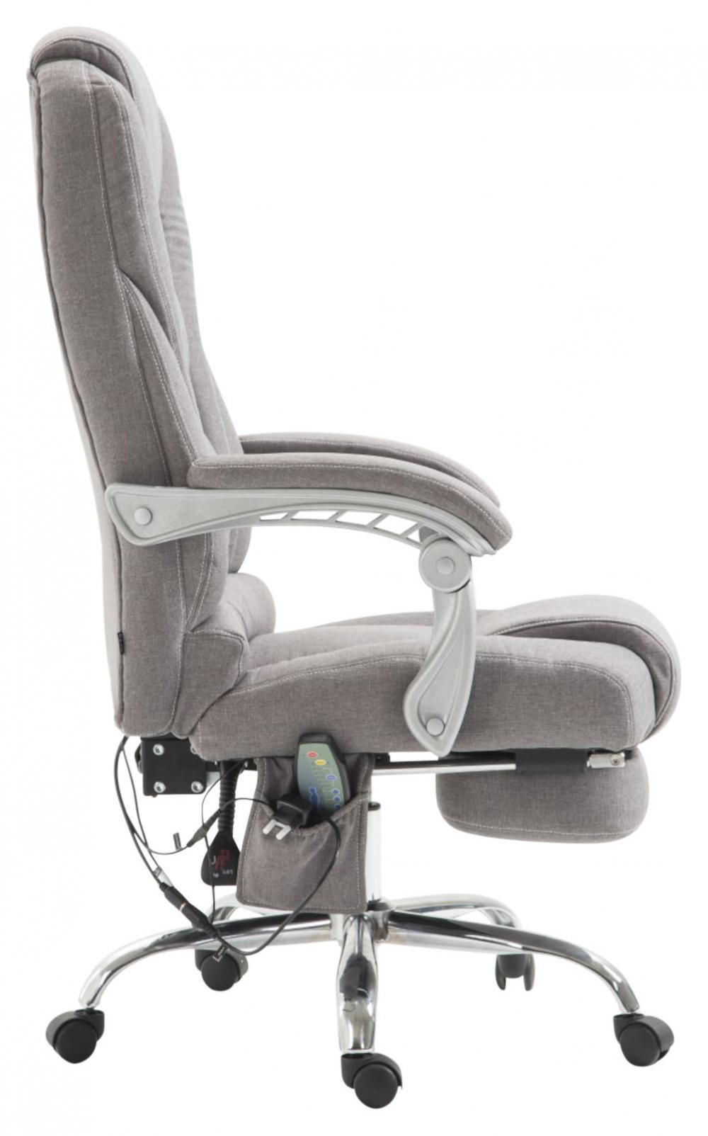 CHEFSESSEL Stoff grau - Chromfarben/Grau, Textil/Metall (68/118/64cm) - CLP