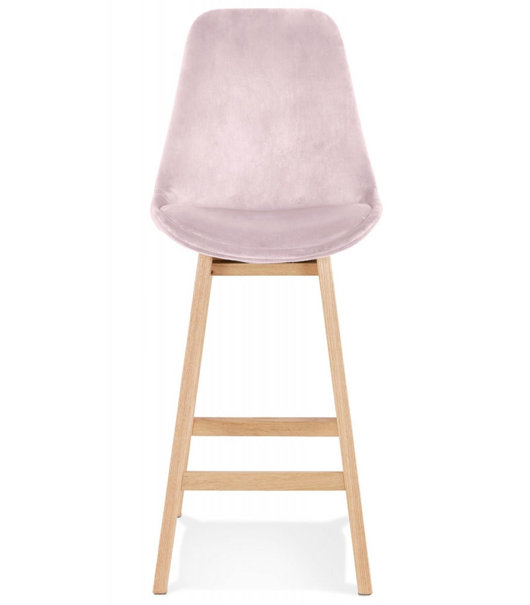 BARHOCKER mittelhoch mit Samt Sitz MORISS, Rosa-Beige 48x56x103 cm - Pink/Eichefarben, Eichenholz/Holz (48/103/56cm) - KADIMA DESIGN
