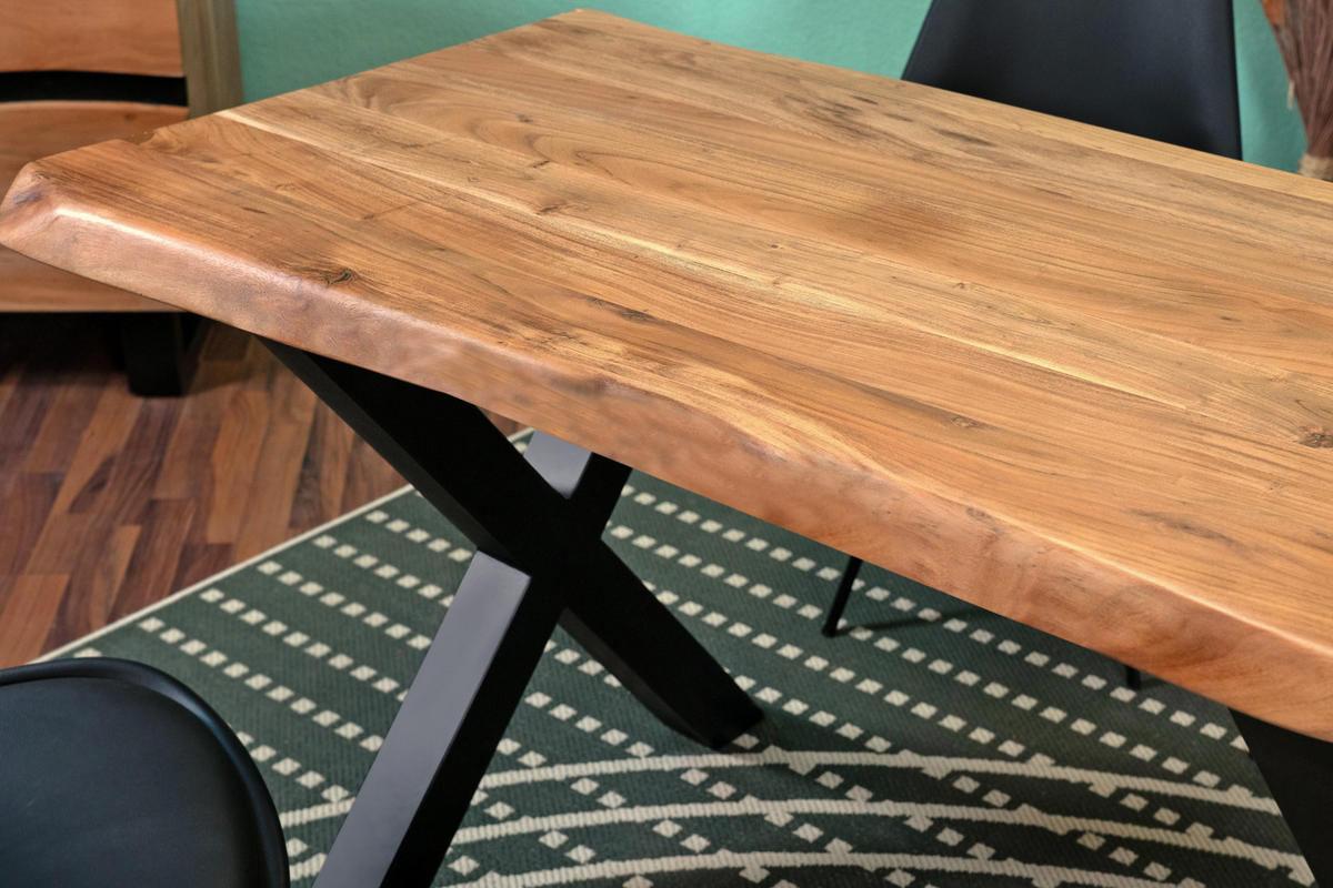 ESSTISCH CALI - Beige/Schwarz, Holz/Metall (80/120/77cm) - SAM