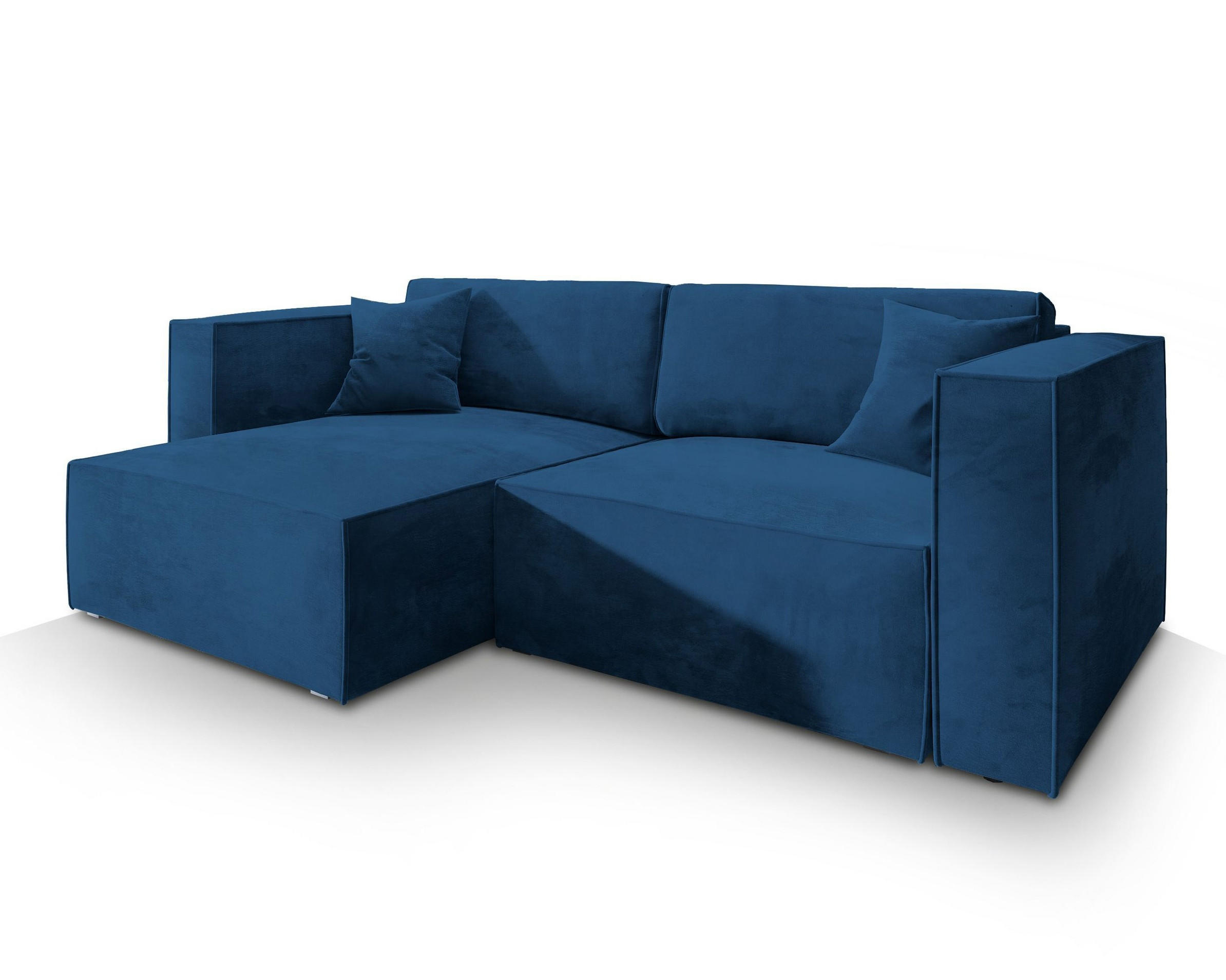 ROHOVÁ SEDAČKA NERIO modrá - šedá/modrá, dřevo/textil (245/148cm) - MASSENO