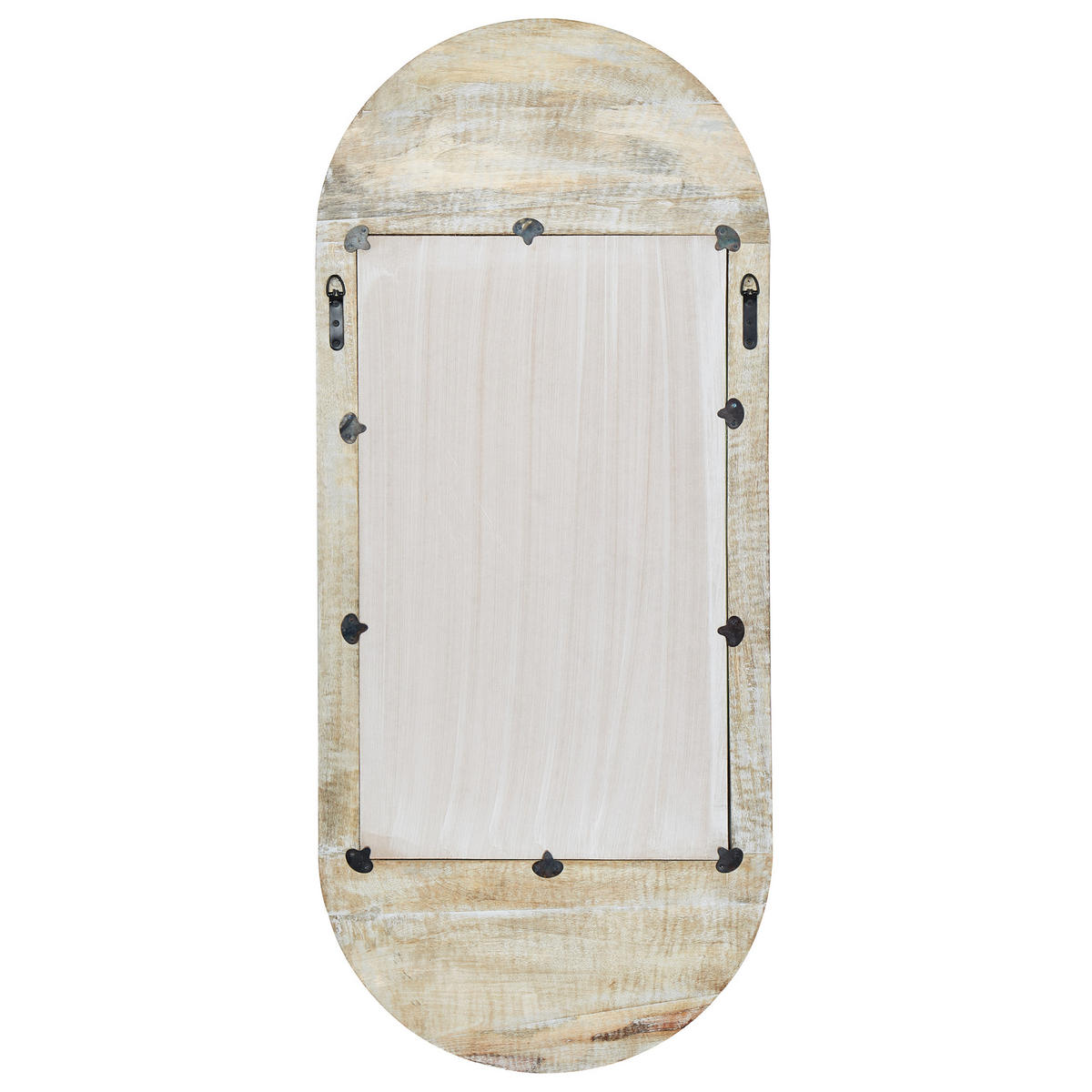 WANDSPIEGEL Mangoholz weiß oval 56/130 cm Briant - Hellbraun/Weiß, Holz (56/130/3cm) - Beliani