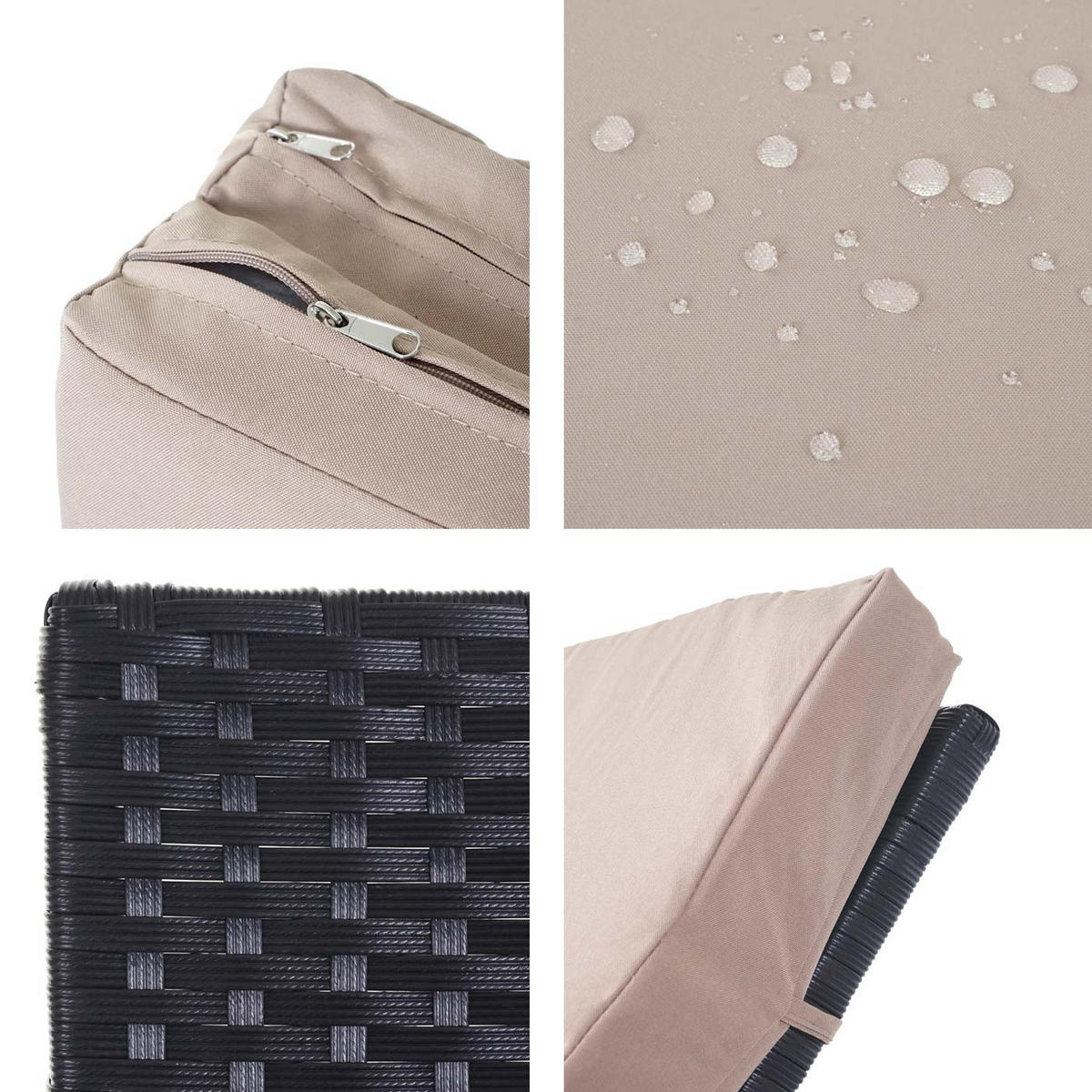 SONNENLIEGE Anthrazit, Beige - Anthrazit/Beige, Kunststoff (60/91/205cm) - MCW