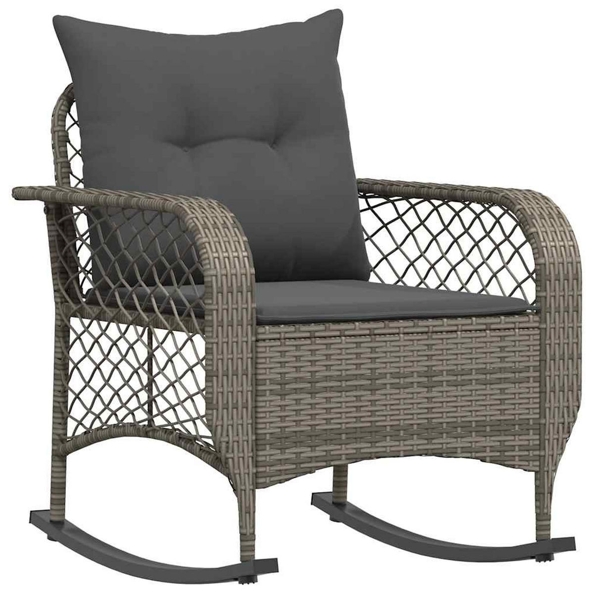 GARTEN-SCHAUKELSTUHL Mit Kissen Grau Poly Rattan - Grau, Kunststoff (75/75/67cm) - vidaXL