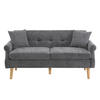DOPPELSOFA in Grau Chenille-Stoff mit dicken Kissen - Grau, Holz/Textil (74/77/162cm) - KOMHTOM