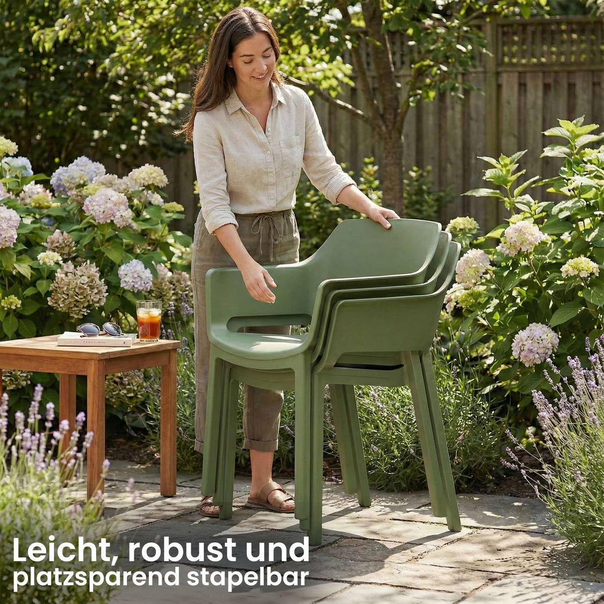 GARTENSTUHL Kunststoff Oliv - Olivgrün, Kunststoff (60/90/65cm) - CLP
