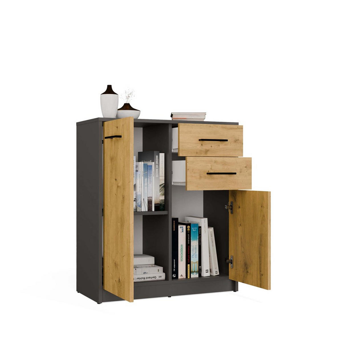 KOMMODE Anthrazit, Artisan 74/85/35 - Anthrazit, Holzwerkstoff (74/85/35cm) - RAUMHIRSCH FURNITURE