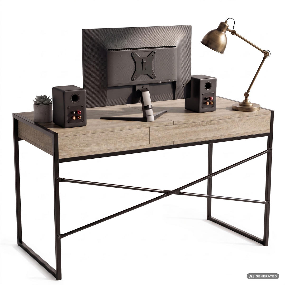SCHREIBTISCH ELOSNIS 123 cm Sonoma Eiche - Schwarz/Sonoma Eiche, Holzwerkstoff (123/48/80.5cm) - Akord