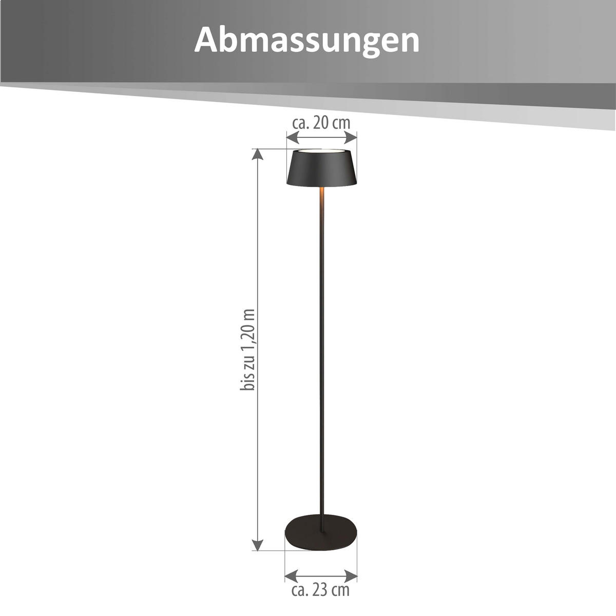 LED-STEHLEUCHTE 23cm Höhe bis zu 120cm Metall schwarz - Schwarz, Metall (23/23/120cm) - Northpoint