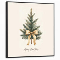 LEINWAND Bilder mit Rahmen - Weihnachtsbaum - Weihnachten - Frohe Weihnachten - Beige - 90x90 - Sandfarben, Textil (90/90cm) - MuchoWow