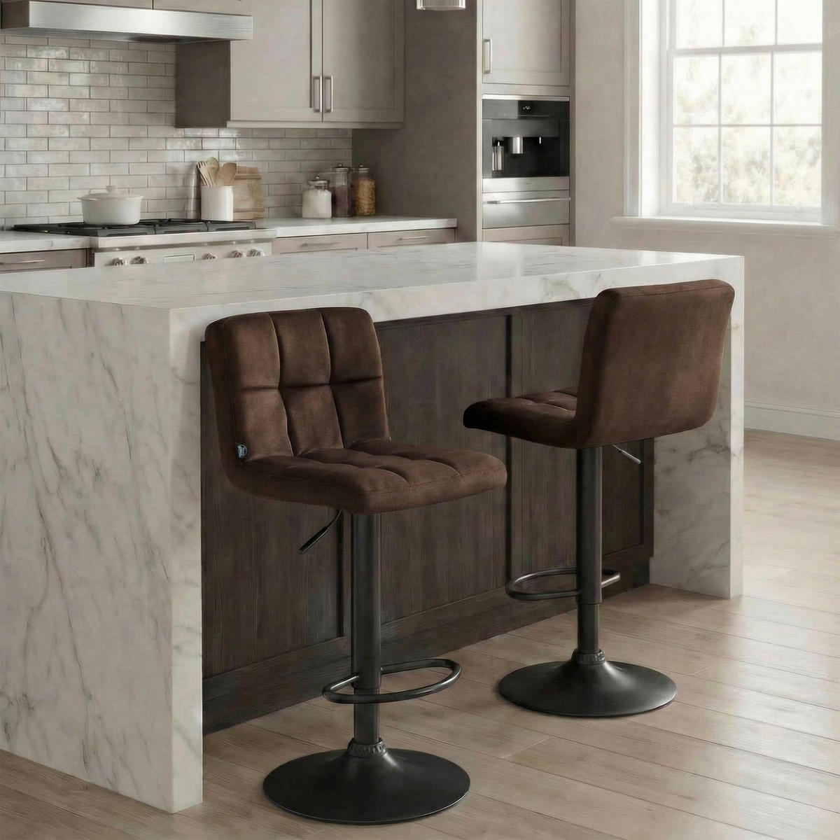 BARHOCKER Samt Braun - Schwarz/Braun, Textil/Metall (46/94/47cm) - CLP