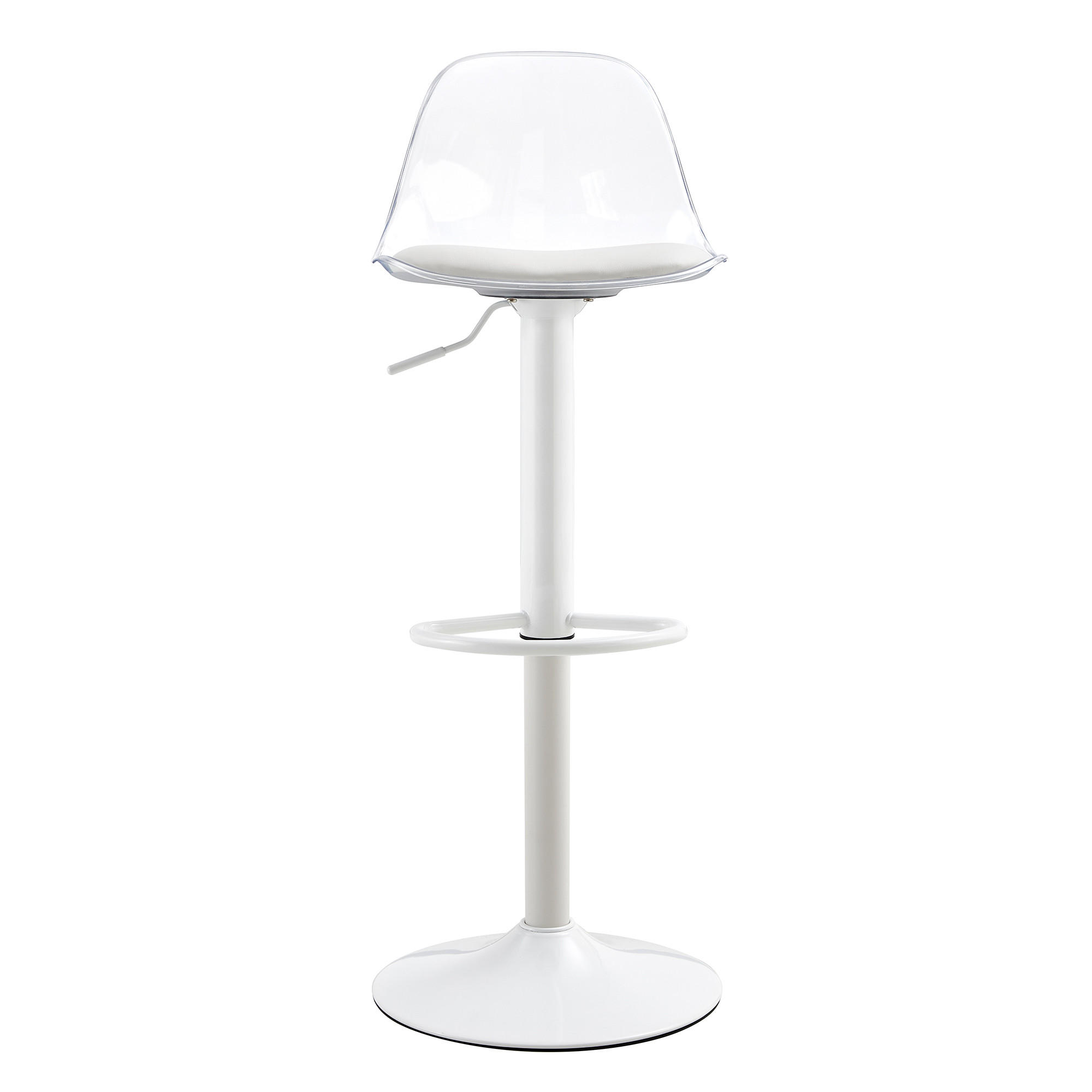 BARHOCKER 2er-Set Transparent und Weiß höhenverstellbar mit Rückenlehne und 360° Drehung - Transparent, Metall (33/82/40.5cm) - PANGIVO
