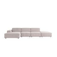 ECKSOFA Cursal L-Form, Stoff Poso, Beige + Hocker, Links - Creme, Holz (341/166cm) - Kaiser Möbel