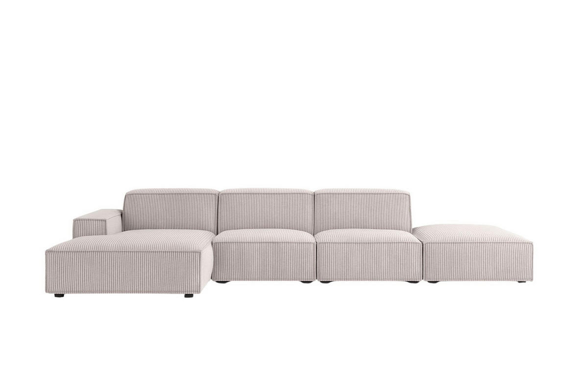 ECKSOFA Cursal L-Form, Stoff Poso, Beige + Hocker, Links - Creme, Holz (341/166cm) - Kaiser Möbel