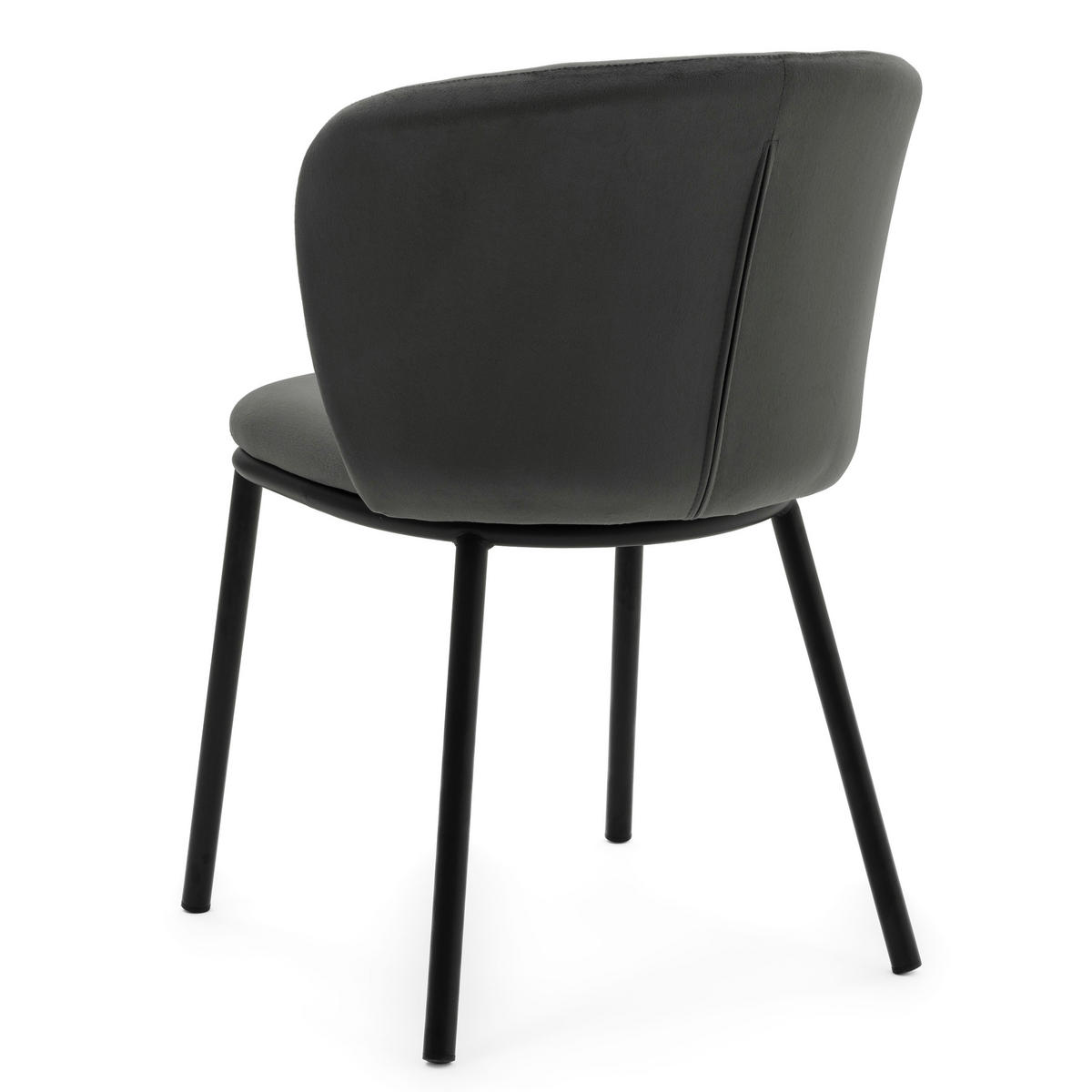 STUHL BARI gepolsterter mit Steppung - grau - Samt Velour - Schwarz/Grau, Textil/Metall (54/81/57cm) - NEW HOME