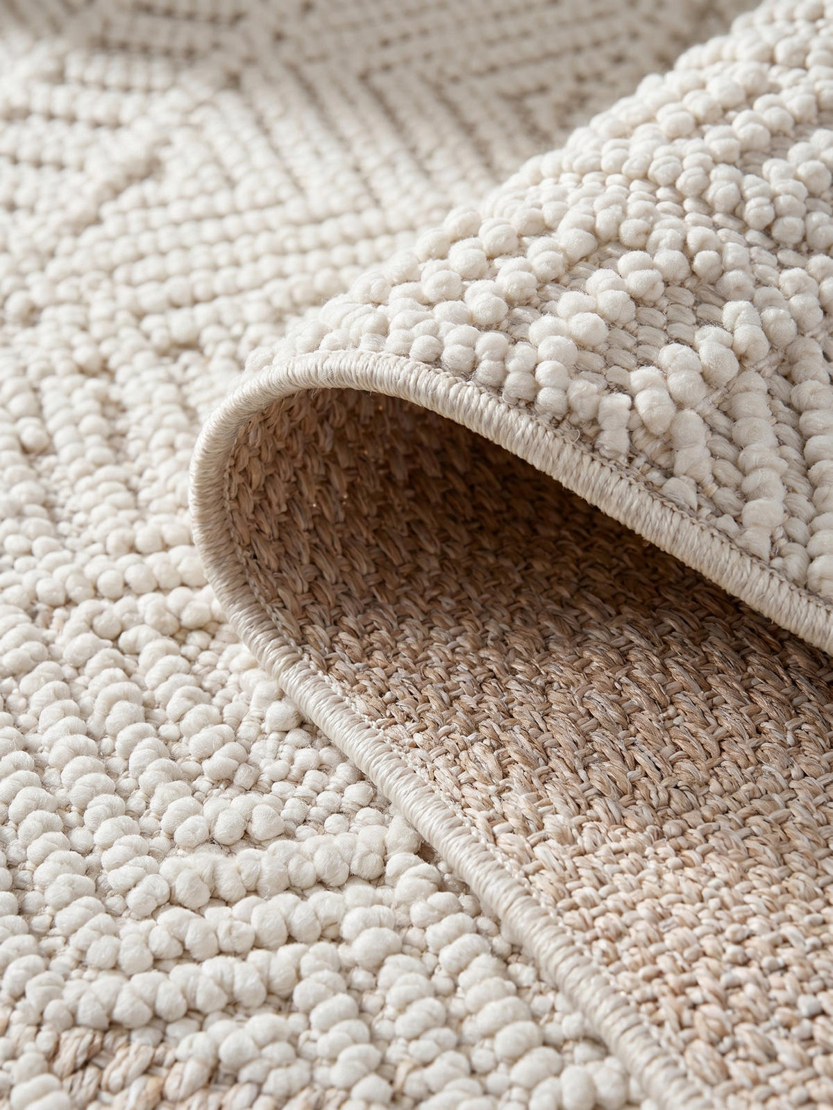 TEPPICH Flachgewebe LANGAU in Creme, mit Ethno-Streifen, 120 x 170 cm - Creme, Textil (120/170cm) - KADIMA DESIGN