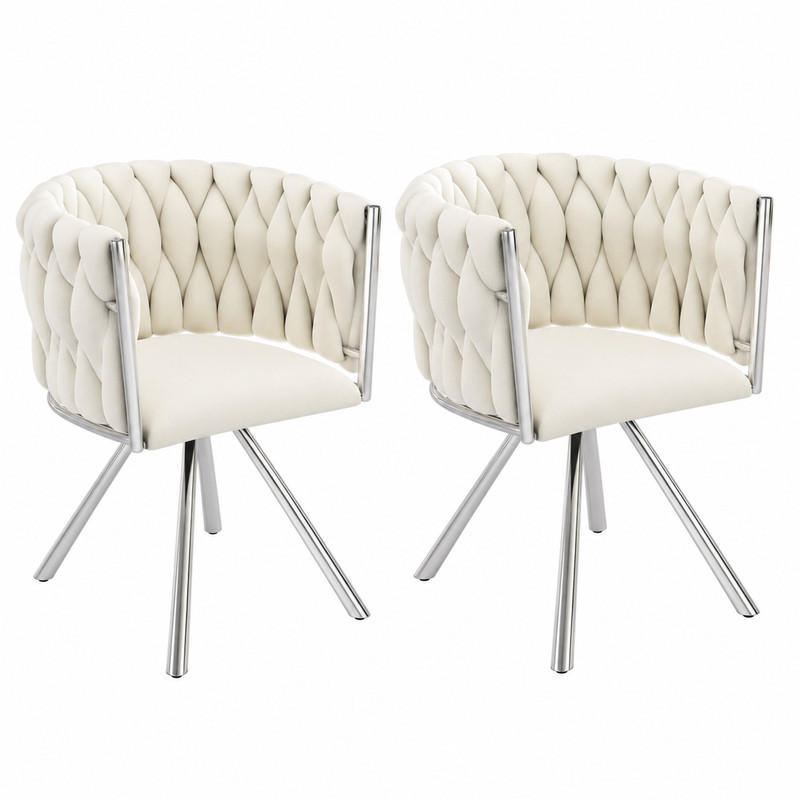 ESSZIMMERSTUHL 2er-Set drehbar Samt Beige mit Metallgestell - Beige, Metall (54/72/59cm) - Meubliv