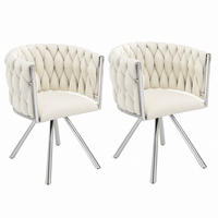 ESSZIMMERSTUHL 2er-Set drehbar Samt Beige mit Metallgestell - Beige, Metall (54/72/59cm) - Meubliv