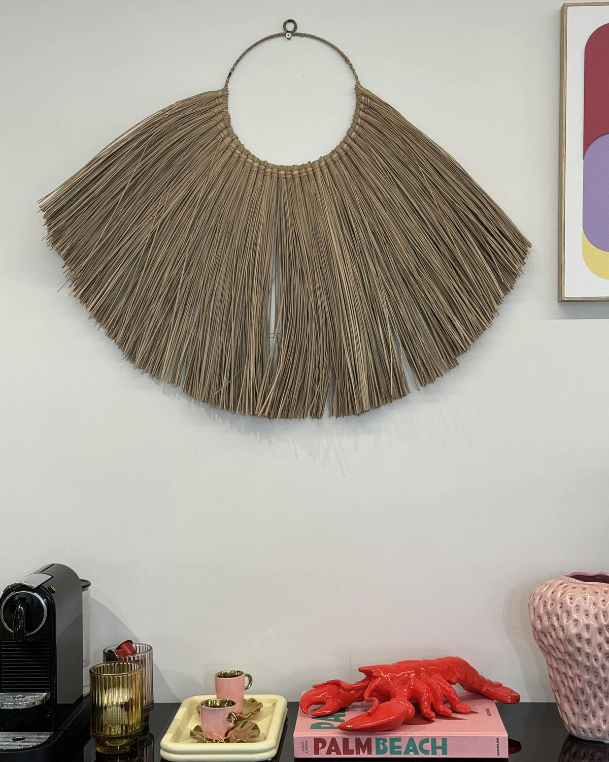 DECORAȚIUNE DE PERETE zambilă de apă naturală Hatinh - culoare naturală, materiale naturale (100/70/1cm) - Beliani