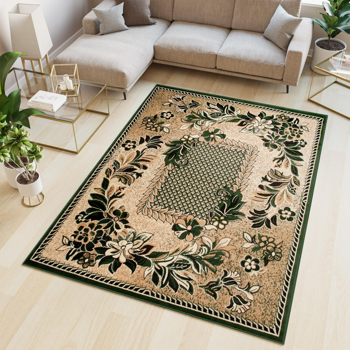 TEPPICH ATLAS Beige Grün 100/200 cm - Beige/Grün, Textil (100/200cm) - Tapiso