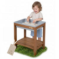 KÜLTÉRI JÁTSZÓASZTAL Tiny Outdoor+ teak - szürke, műanyag/fa (38.5/32cm) - Roba