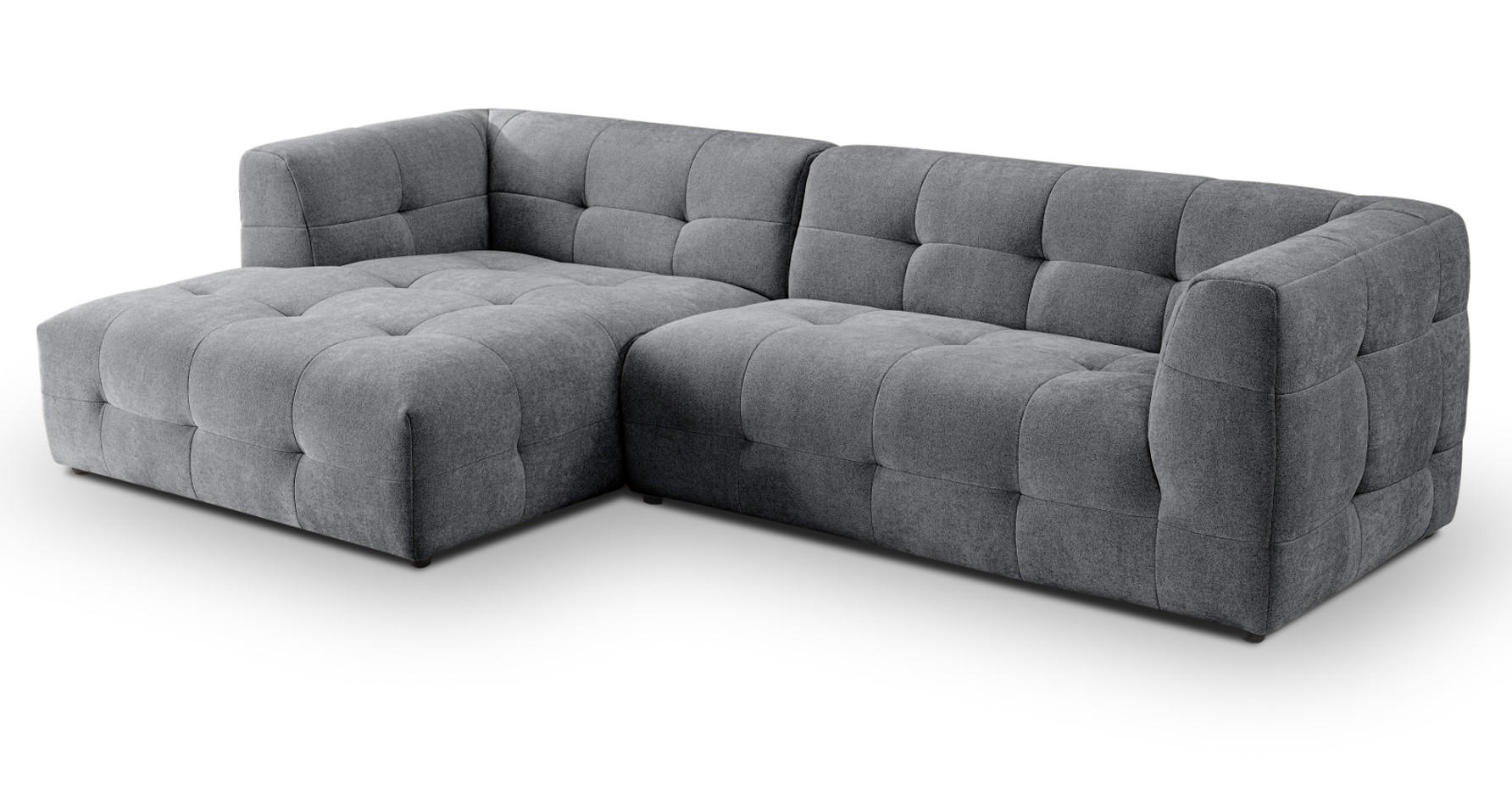 SOFA grau Webstoff 292 x 161 cm, Ecksofa 5-Sitzer, L-Sofa Ottomane links - Grau, Holz/Textil (292/161cm) - Inn.Furn