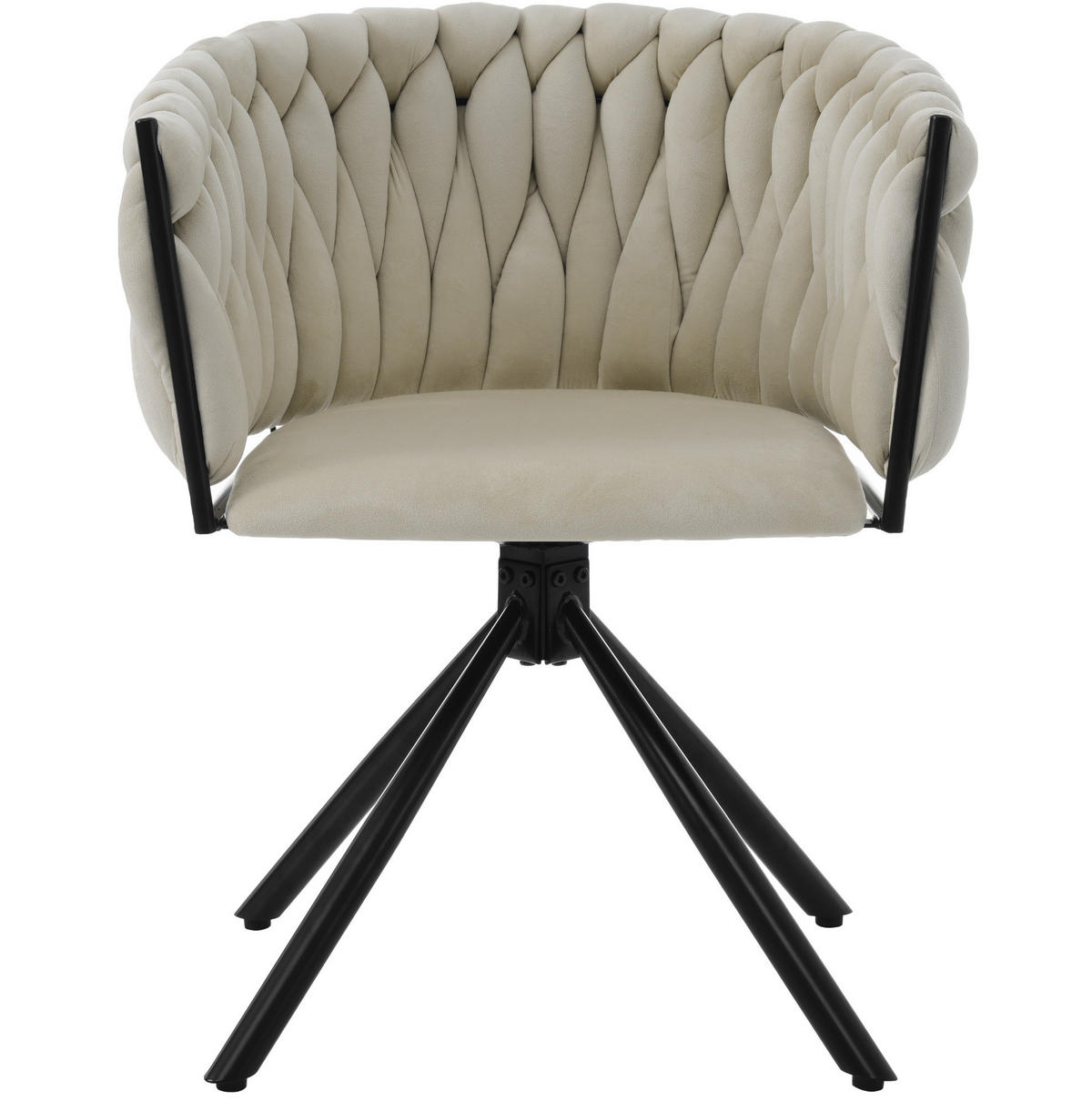 ESSSTUHL 51x61x71 cm in Beige, Samt, 360° drehbar, Vierfuß-Stahlgestell, modern minimalistisch - Beige, Textil (61/71/51cm) - Modfu