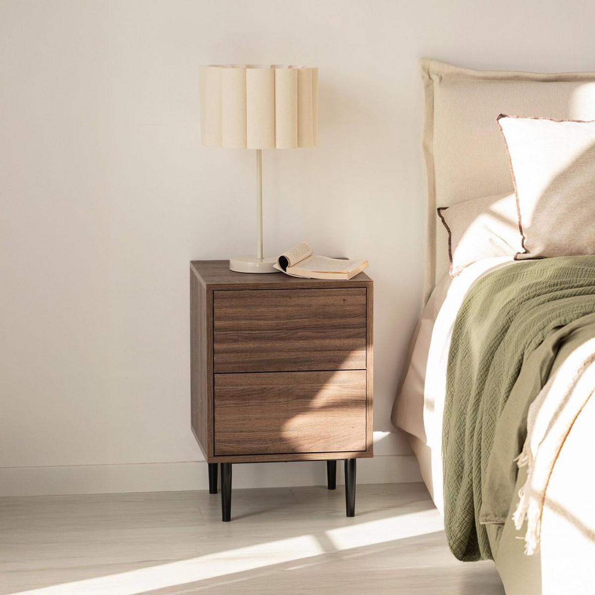 NACHTTISCH 2 SCHUBLADEN Evoke Walnuss 40 cm x 58 cm 2er-Set - Walnussfarben, Holzwerkstoff (40/58/40cm) - Klast Home