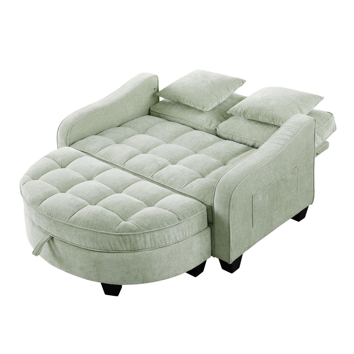 SCHLAFSOFA DE-34590 2-in-1 mit Stauraumhocker Cyan - Türkis, Holzwerkstoff (129/93/132cm) - ComfortXL