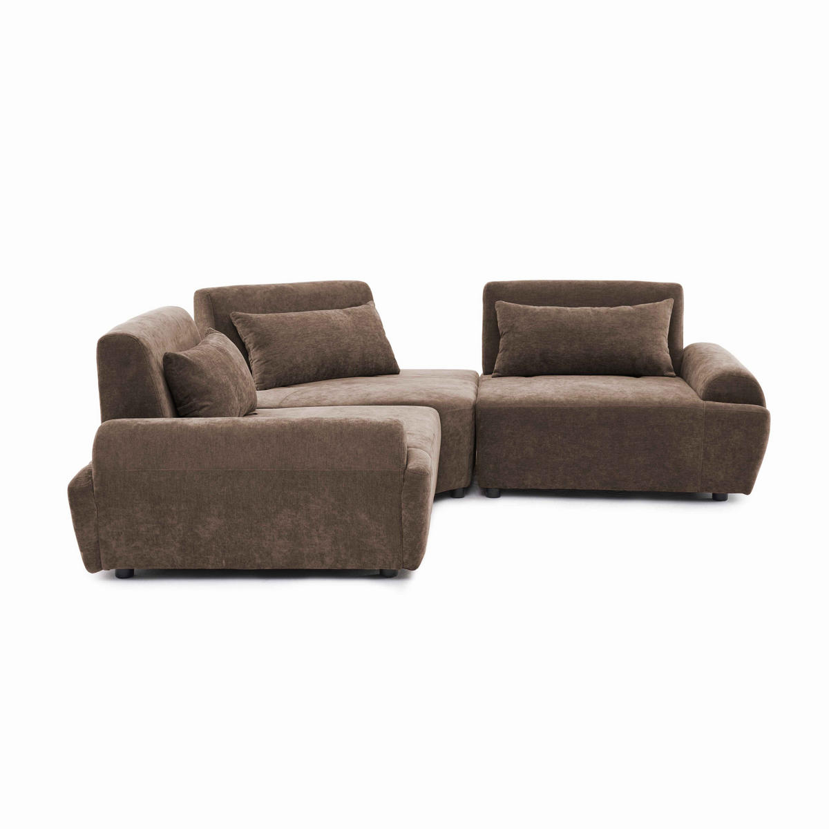 ECKSOFA 3-Sitzer, Schokoladebraun - Braun, Holz/Textil (231/231cm) - Oviala