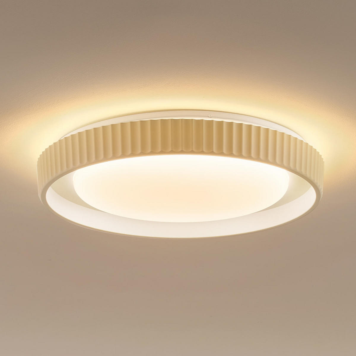 DECKENLEUCHTE Facciotto, Beige und Weiß, 9cm - Beige, Metall (9/50/9cm) - KOSILUM