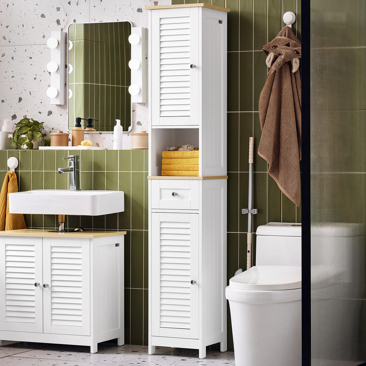 HOCHSCHRANK Weiß - Weiß, Holzwerkstoff (32/170/30cm) - SoBuy