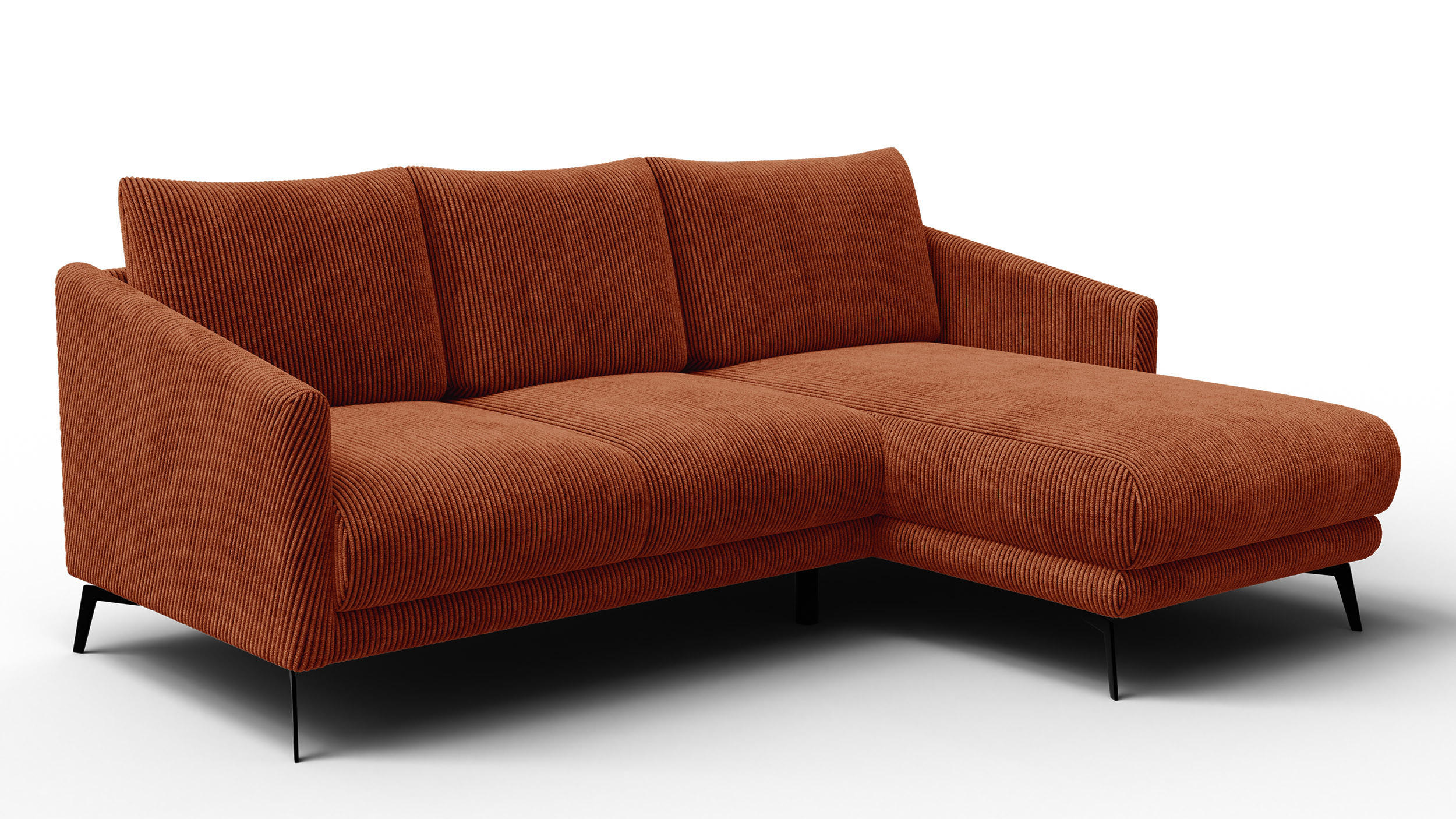 ECKSOFA VILT 3-Sitzer, orange - Schwarz/Orange, Holzwerkstoff/Textil (221/156cm) - Courtois Laville