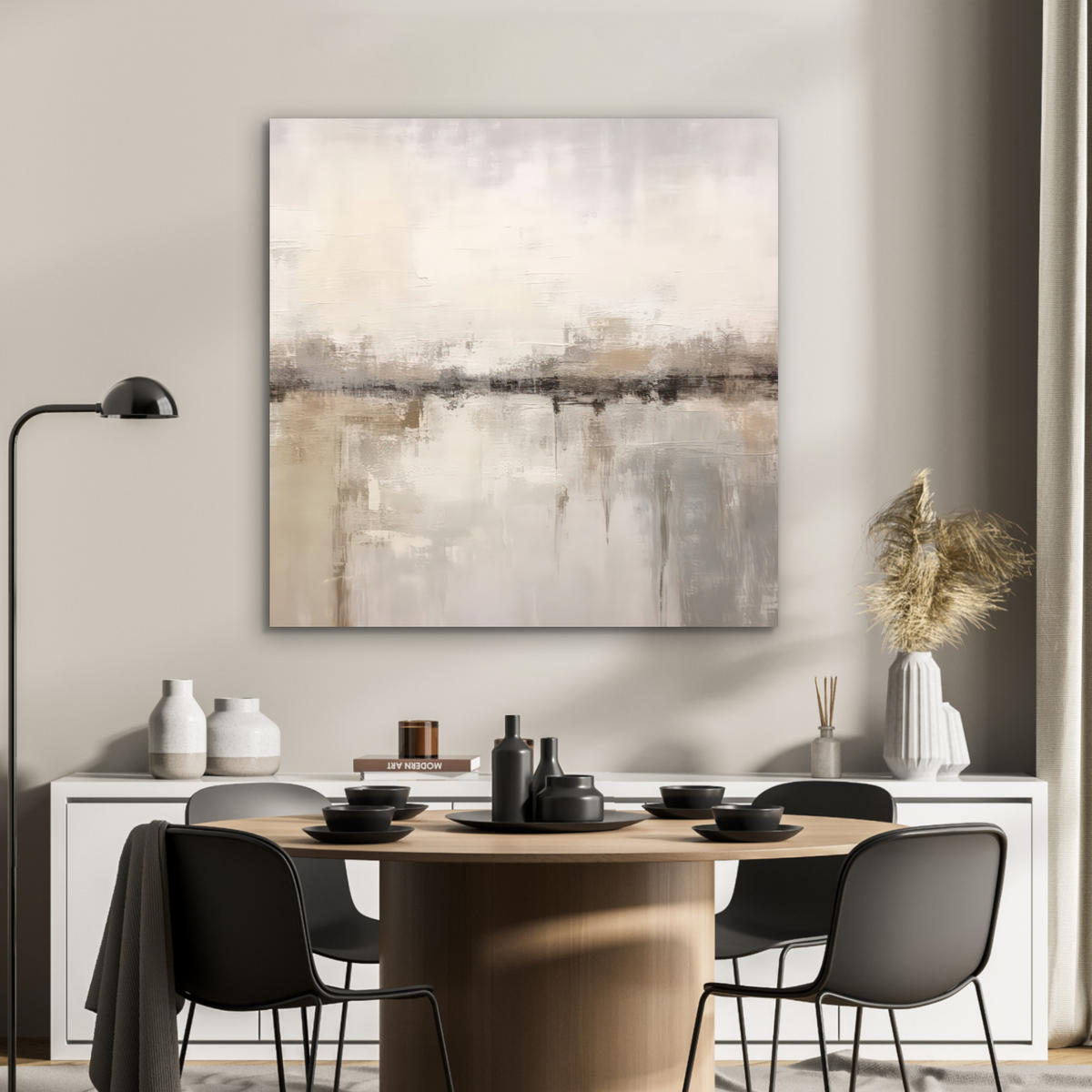 KOVOVÝ OBRAZ Moderné umenie - Abstraktné - Béžové 90x90 cm - béžová, kov (90/90cm) - MuchoWow