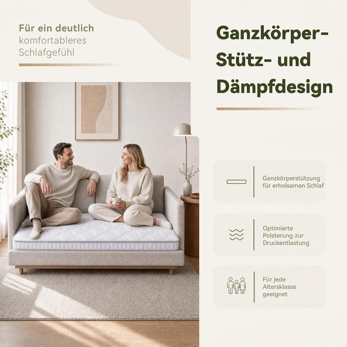 TASCHENFEDERKERNMATRATZE 140/200 cm Weiß, Härte H3 - Weiß, Textil (140/200cm) - Oxeza
