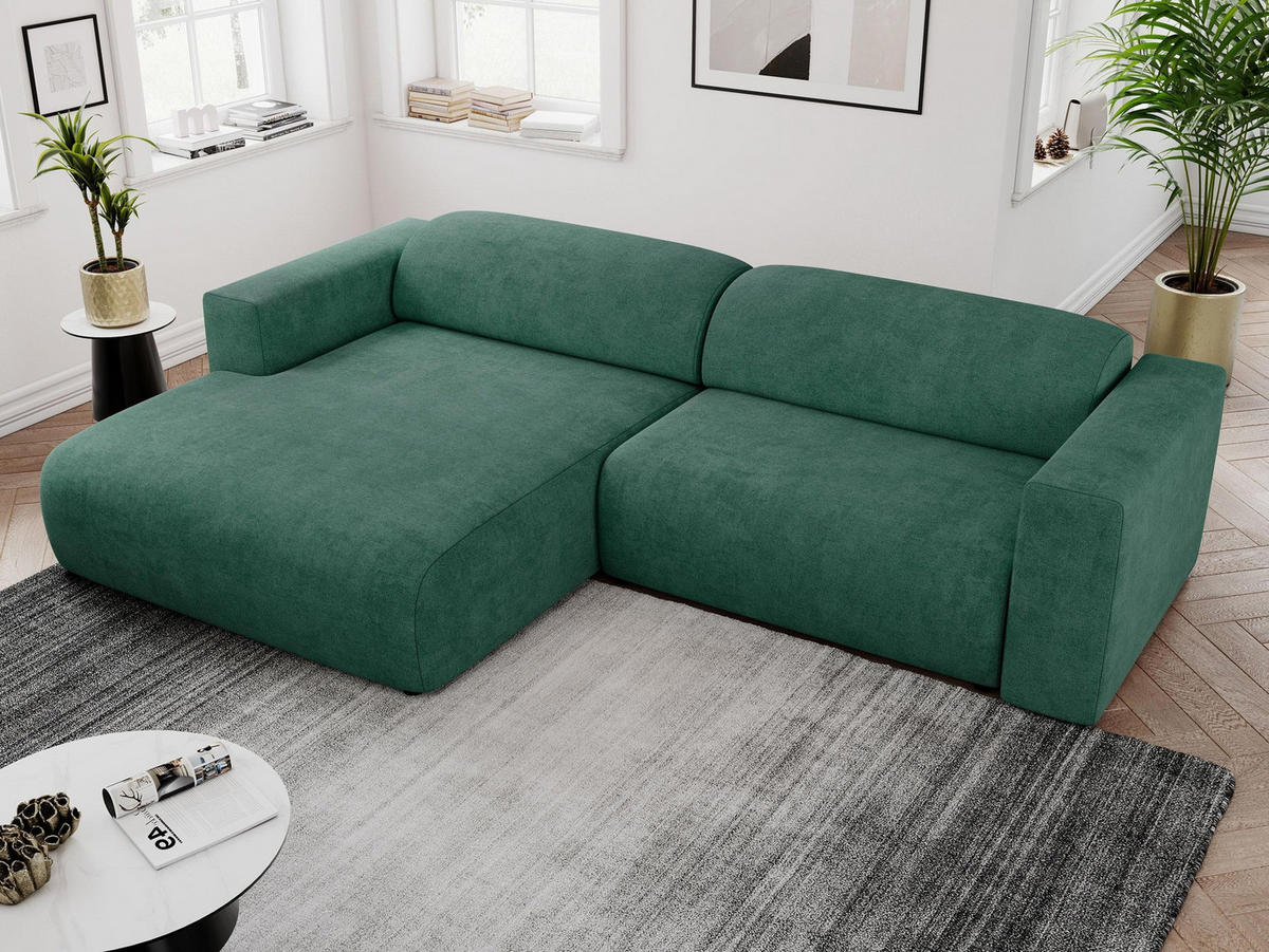ECKSOFA PASADENA Grün Struktur - Links Seite - Schwarz/Grün, Kunststoff/Textil (288/180cm) - MKS