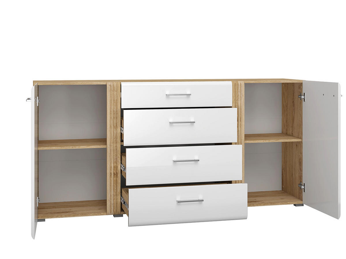 KOMMODE – 190 cm – Adagio – Weiß / Eichefarben - Eichefarben/Weiß, Holzwerkstoff (190/90/42cm) - hi-markt