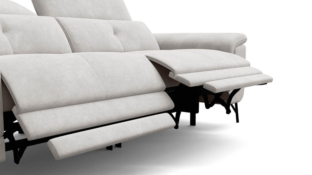 SOFA RELAX AVENA 3-Sitzer, beiger Veloursstoff - Beige/Schwarz, Holz/Textil (204/80/108cm) - Wozimo
