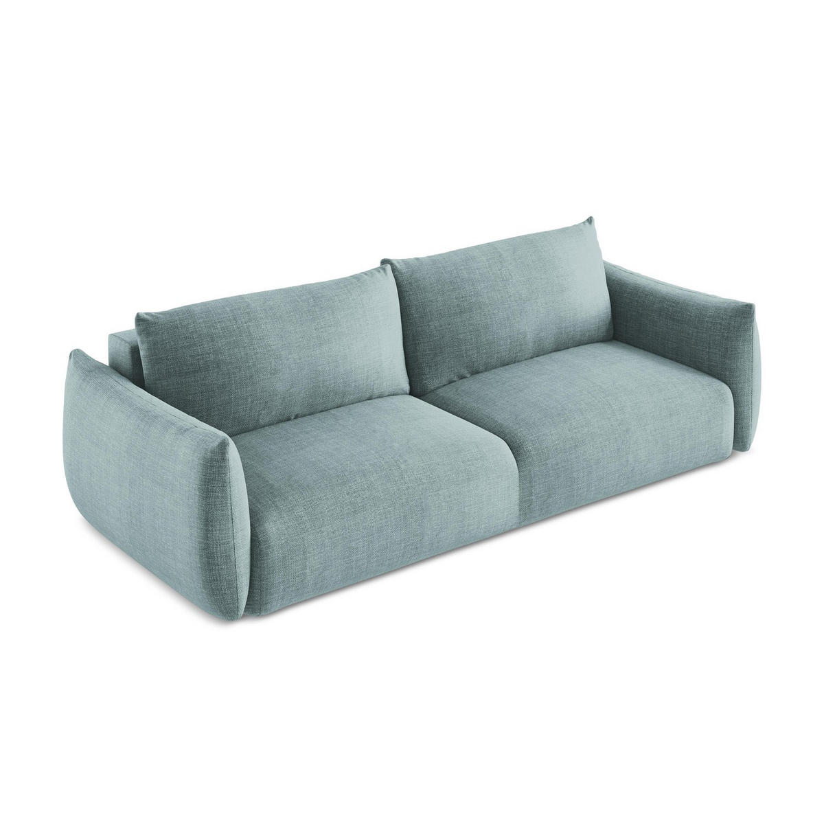 3-SITZER SOFA mit Schlaffunktion Strukturstoff Blau - Pastellblau/Schwarz, Holzwerkstoff/Kunststoff (230/90/105cm) - LaMiaSofa