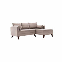 ECKSOFA mit Hocker als Schlaffläche, perfekt für kleine Räume - Walnussfarben/Creme, Holz/Kunststoff (140/205cm) - myHomelando