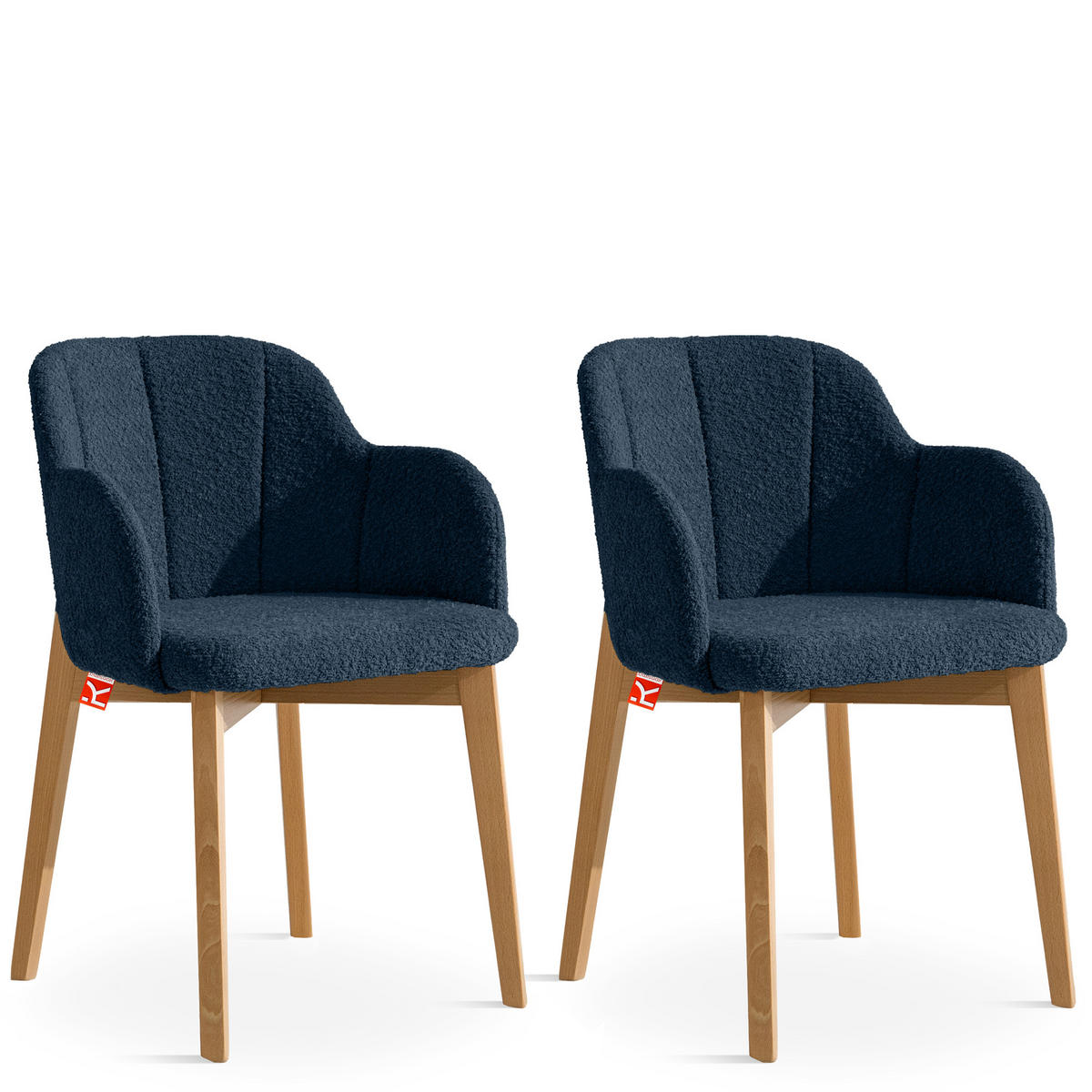 POLSTERSTUHL LONIS Esszimmerstühle 2er Set - Eichefarben/Dunkelblau, Holz/Textil (55/82/54cm) - KONSIMO®