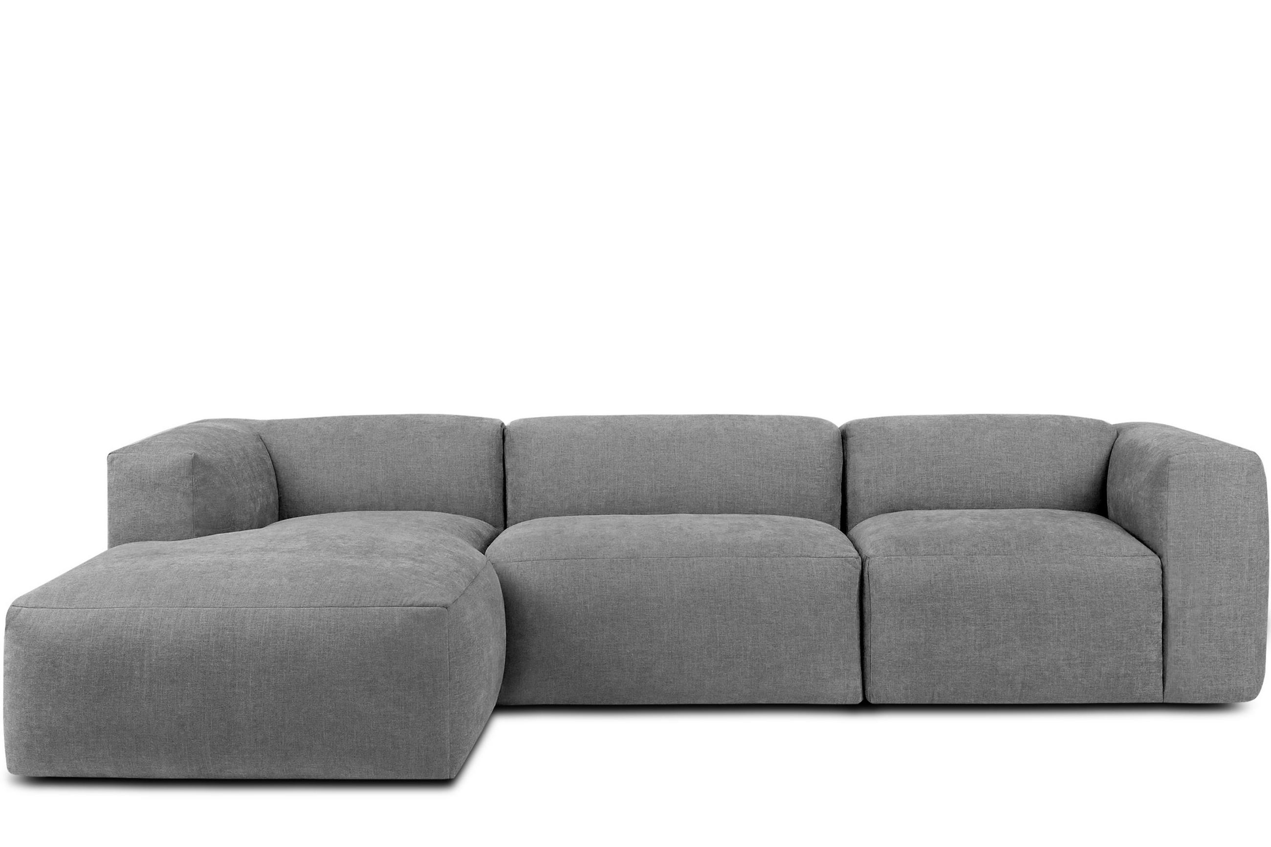 ECKMODULSOFA-LINKS BUFFO mit extrem weicher und bequemer Sitzfläche, Gewebestoff, hell aschfahl - Hellgrau, Textil (297/180cm) - KONSIMO®